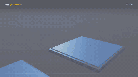 3D 디오라마가 도는 모션 쇼릴 예시